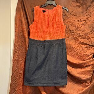 Alyx Dress Orange Denim Blue Sleeveless Dress Size 16